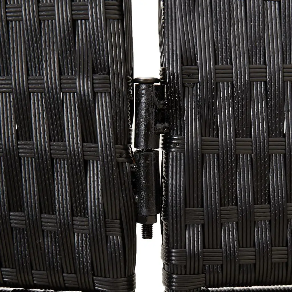 6 Panel Folding Partition Privacy Screen Poly Rattan Black Room Divider Indoor Outdoor Use