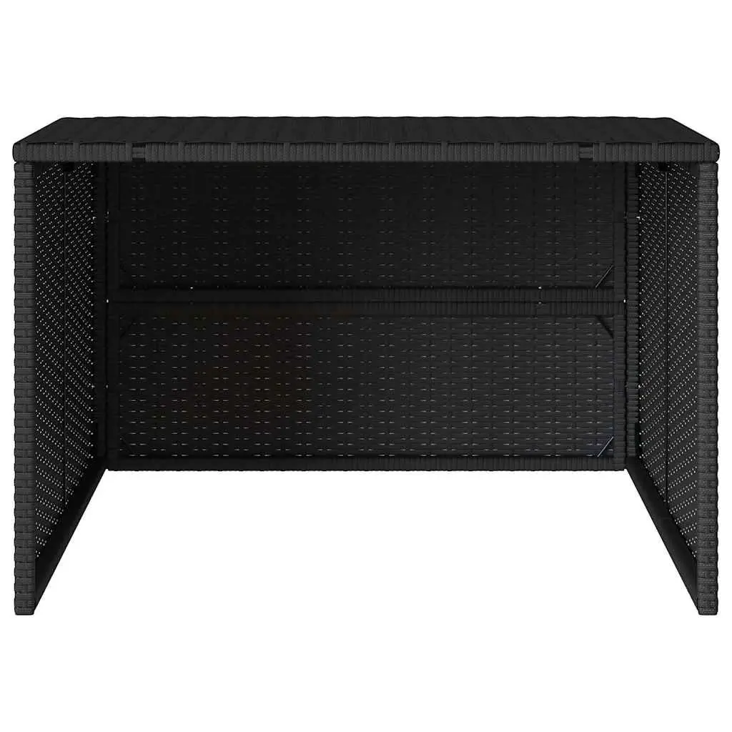 Robot Mower Garage PE Rattan Powder-coated Steel 86x90x52cm Black Outdoor Storage Shed