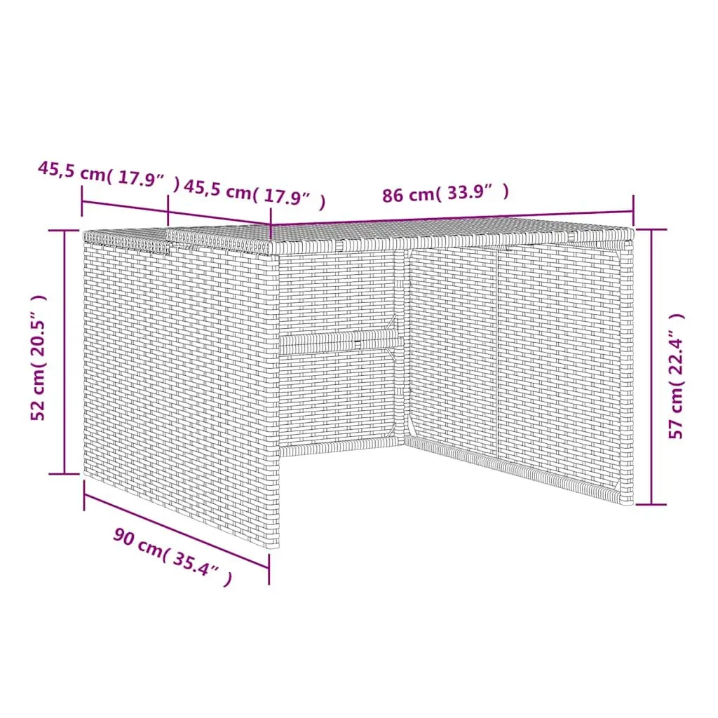 Robot Mower Garage PE Rattan Powder-coated Steel 86x90x52cm Black Outdoor Storage Shed