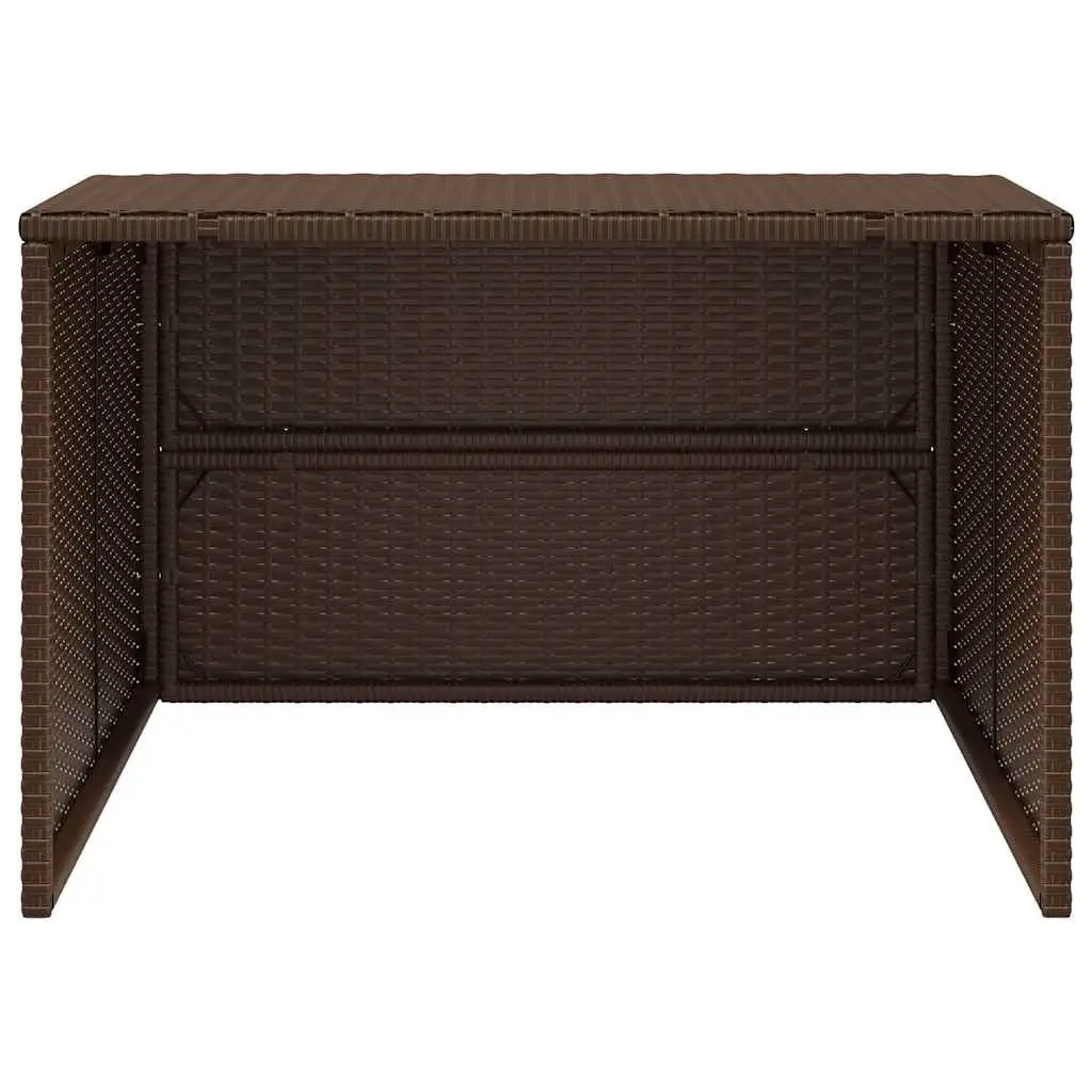 Robot Mower Garage PE Rattan Brown Outdoor Storage Shed 86 x 90 x 52/57 cm