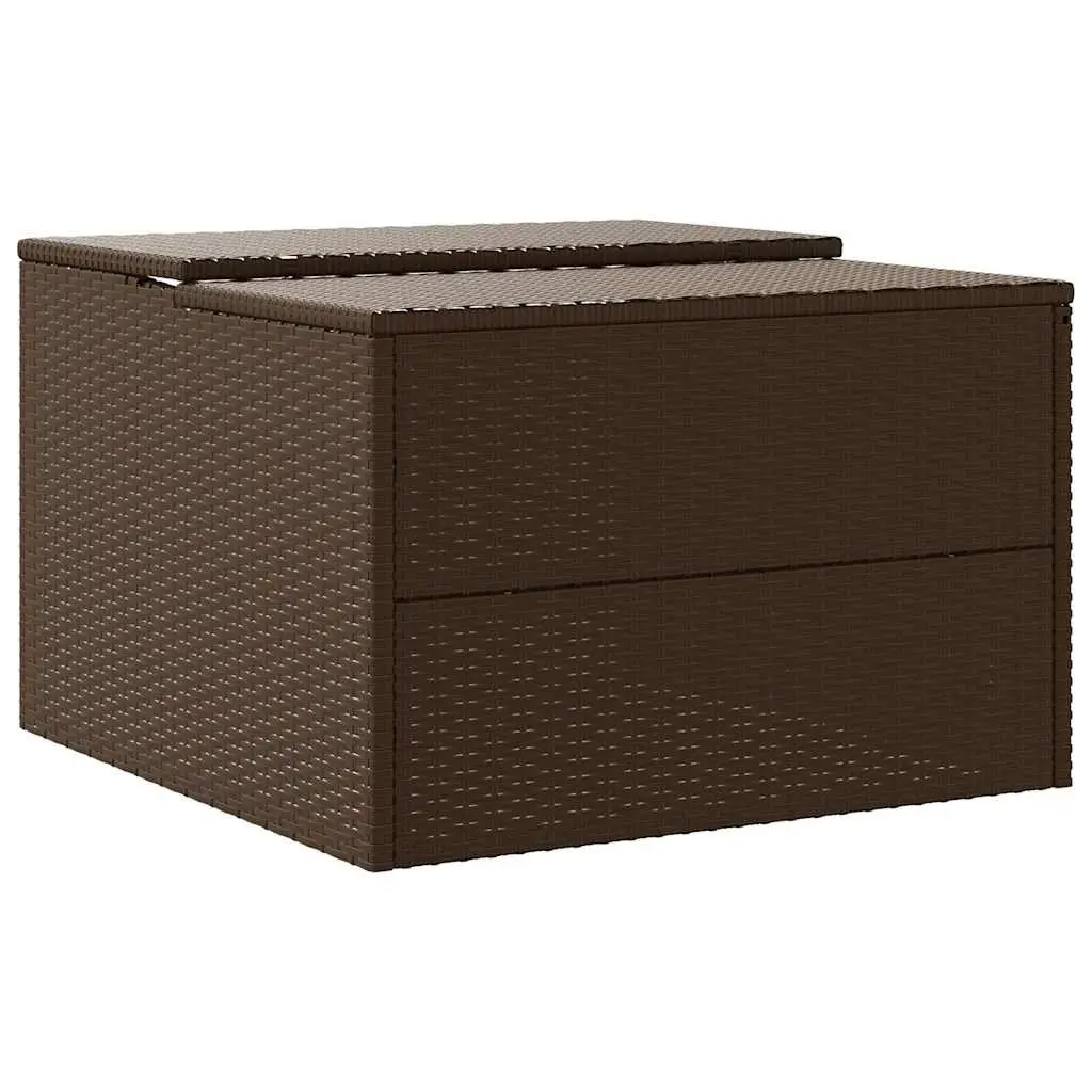 Robot Mower Garage PE Rattan Brown Outdoor Storage Shed 86 x 90 x 52/57 cm