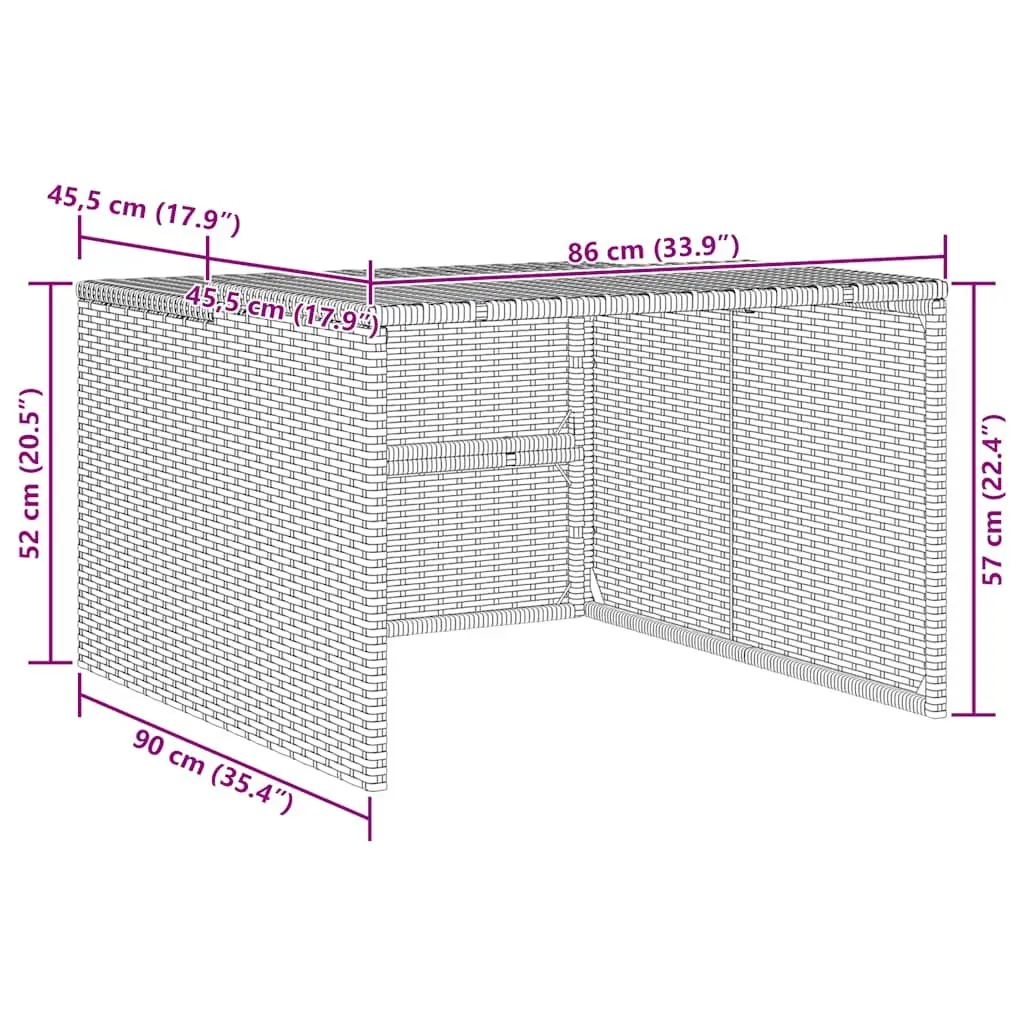 Robot Mower Garage PE Rattan Brown Outdoor Storage Shed 86 x 90 x 52/57 cm