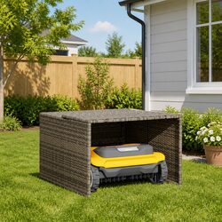Practical Grey Robot Mower Garage for Convenient Storage