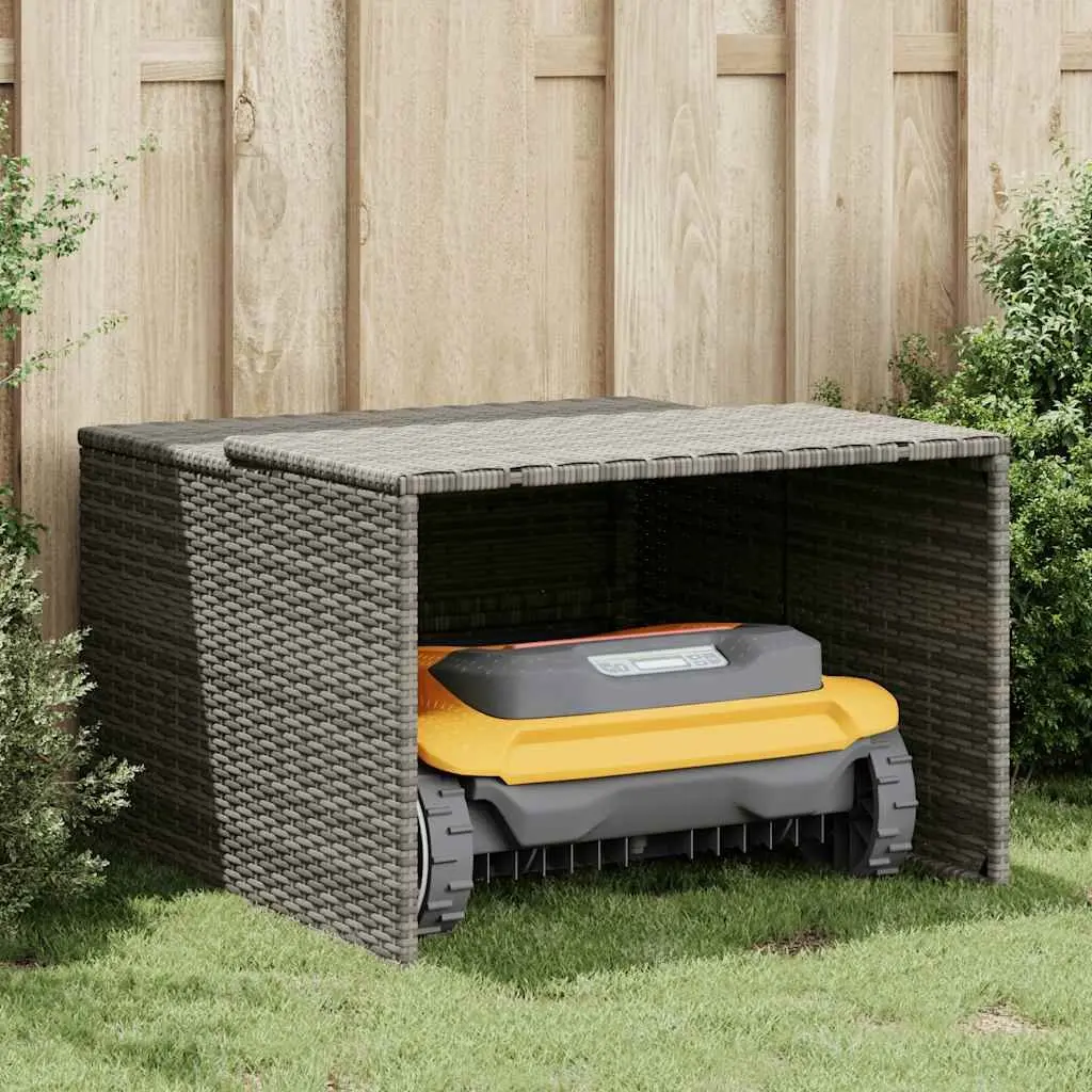 Robot Mower Storage Shelter Outdoor Grey Powder Coated Steel Weather Protection 86x90x52cm