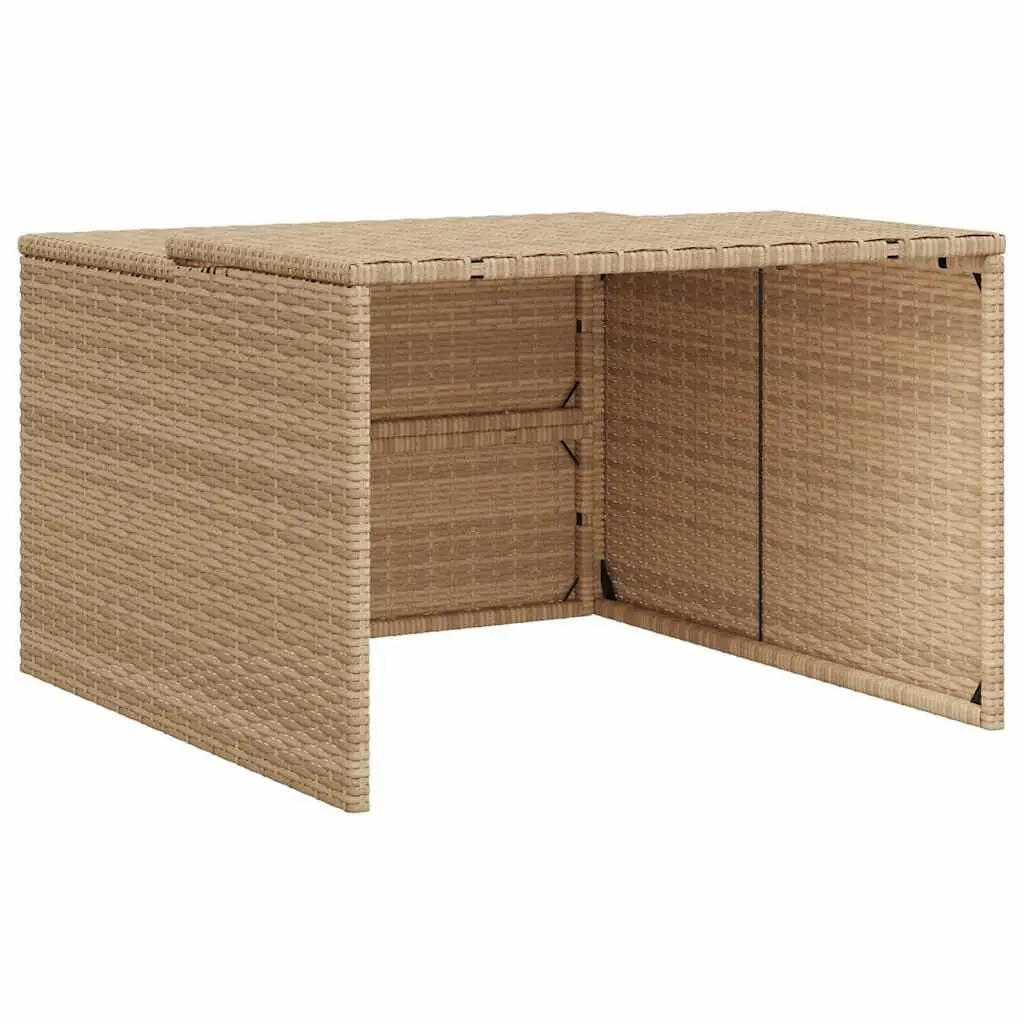 Robot Mower Garage PE Rattan Frame Powder-Coated Steel 86 x 90 x 52/57 cm Beige Outdoor Storage Shed