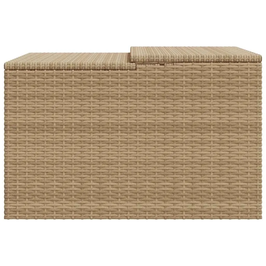 Robot Mower Garage PE Rattan Frame Powder-Coated Steel 86 x 90 x 52/57 cm Beige Outdoor Storage Shed