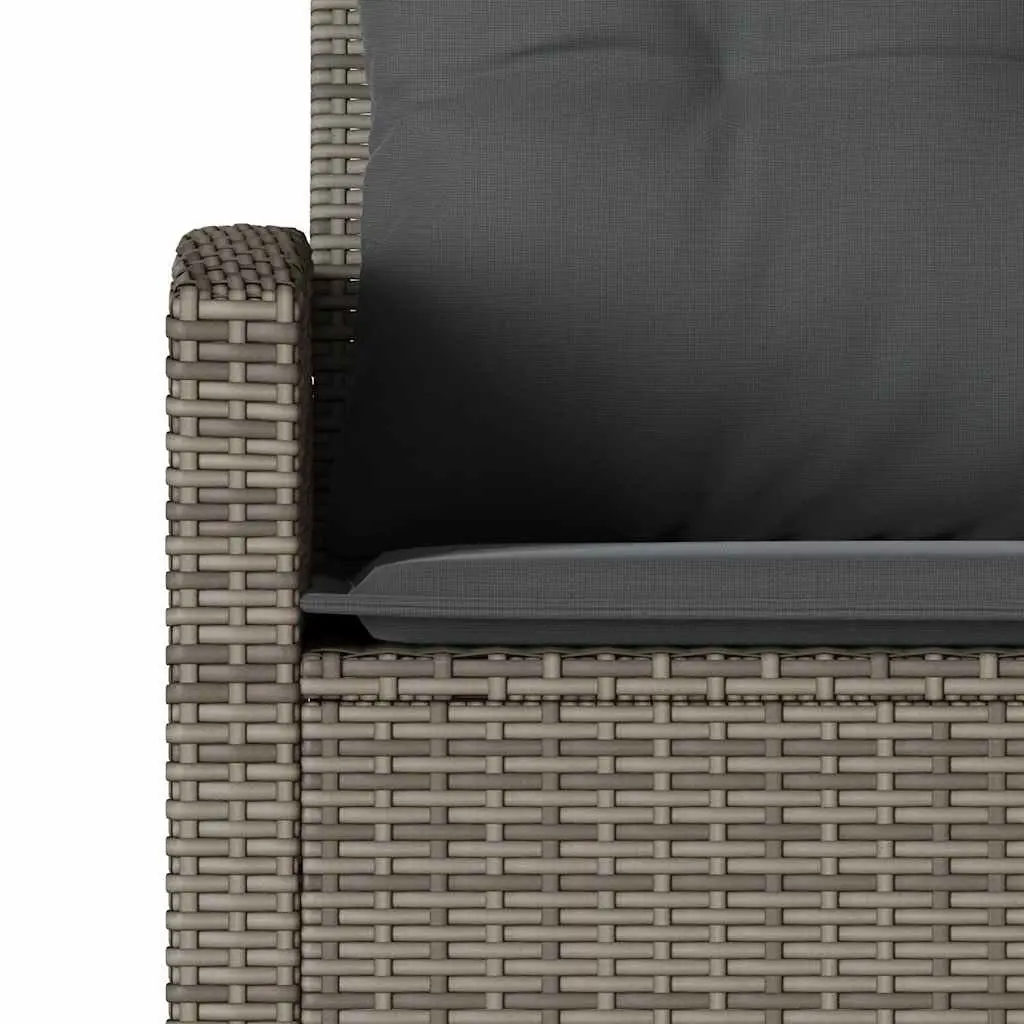L-Shaped Couch Sofa Poly Rattan Grey with Cushions Outdoor Garden Patio