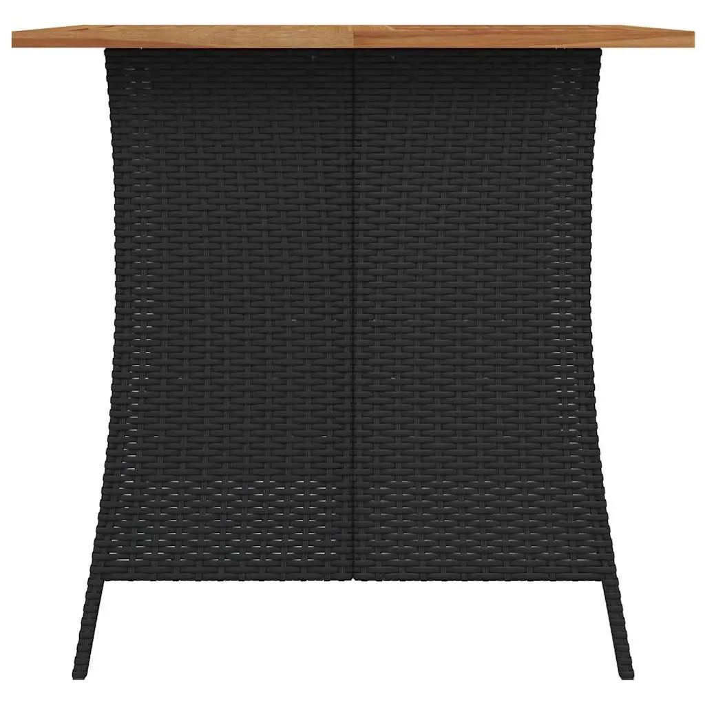 5 Piece Outdoor Dining Set Black Cushioned Garden Furniture Acacia Wood Table Poly Rattan