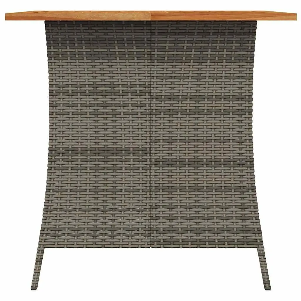 5 Piece Garden Dining Set Poly Rattan Acacia Wood Table Grey Outdoor Chairs with Cushions