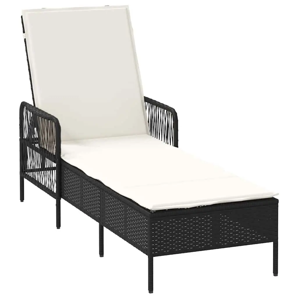 Sun Lounger with Adjustable Backrest Outdoor Garden Patio Lounging Chair Black