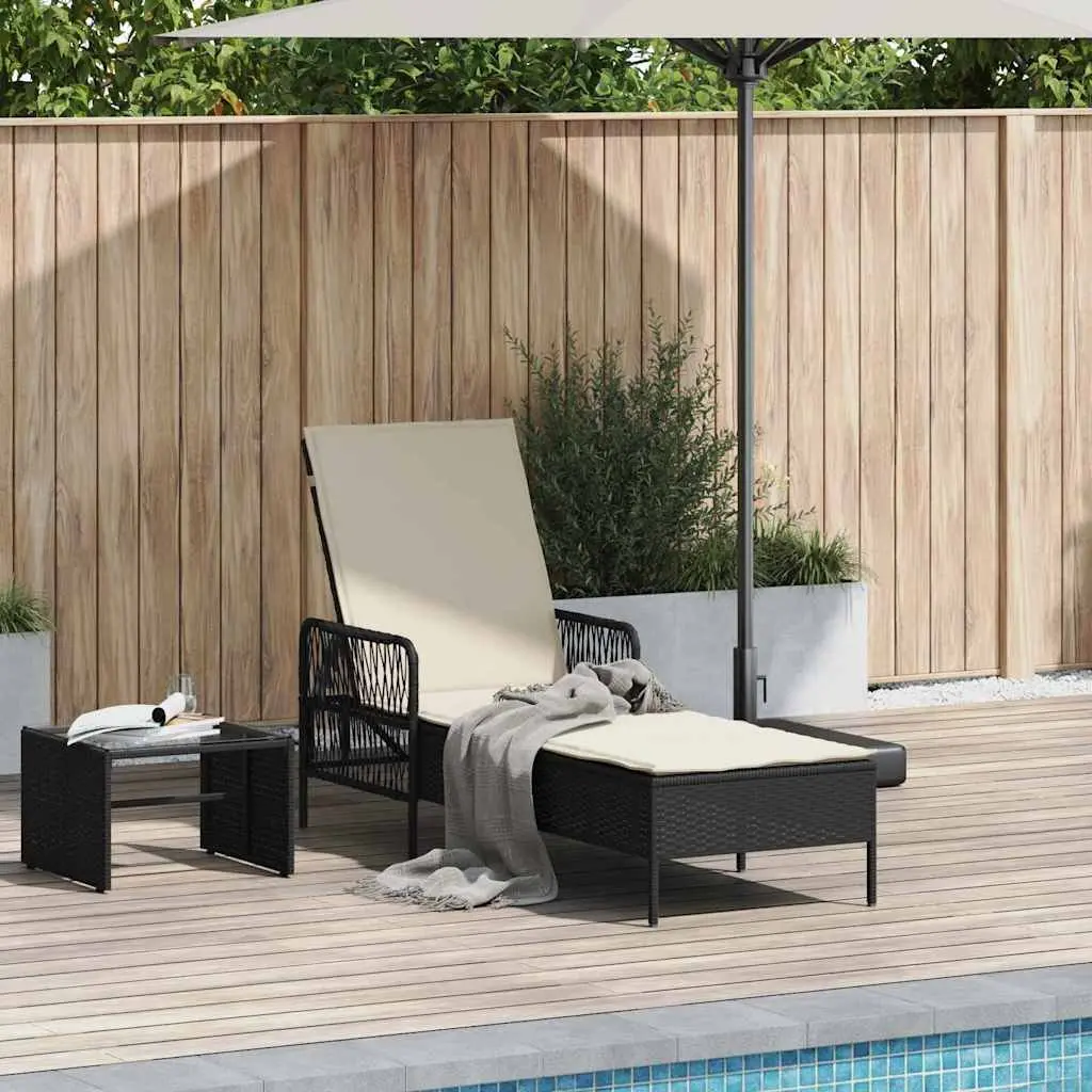 Sun Lounger with Adjustable Backrest Outdoor Garden Patio Lounging Chair Black