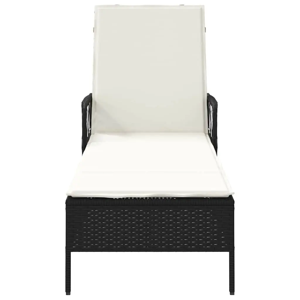 Sun Lounger with Adjustable Backrest Outdoor Garden Patio Lounging Chair Black