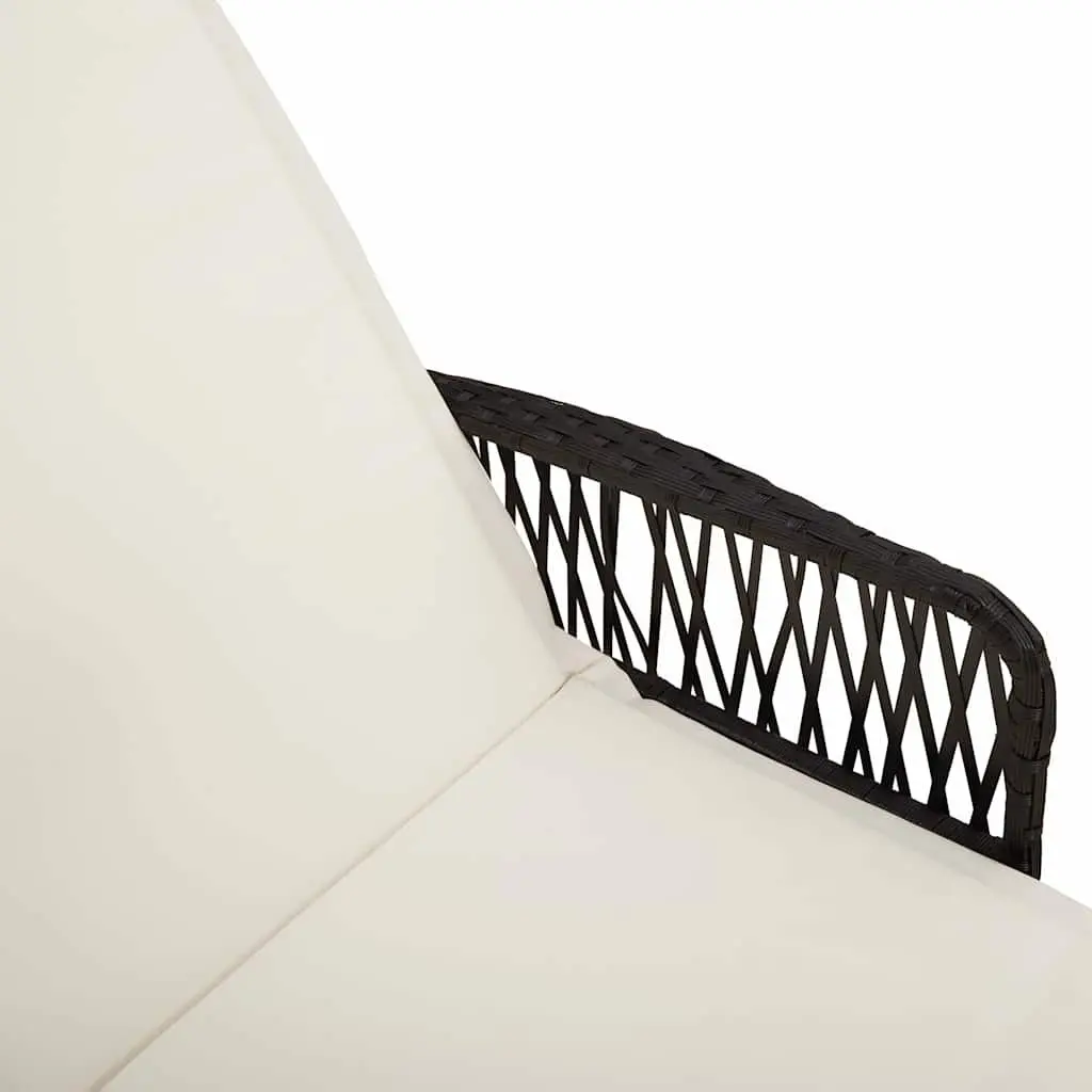 Sun Lounger Adjustable Backrest 3 Pieces Poly Rattan Outdoor Garden Patio Set Black Cream White