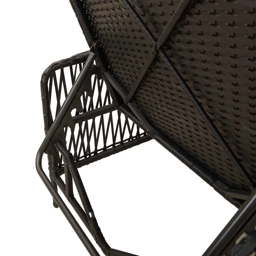 Sun Lounger Adjustable Backrest 3 Pieces Poly Rattan Outdoor Garden Patio Set Black Cream White