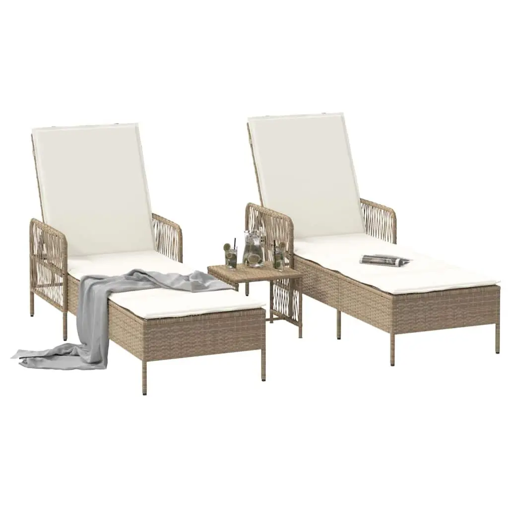 3-Piece Beige Chaise Lounge Set for Relaxation