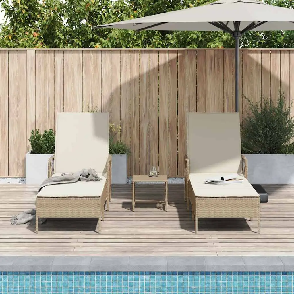 3-Piece Beige Chaise Lounge Set for Relaxation
