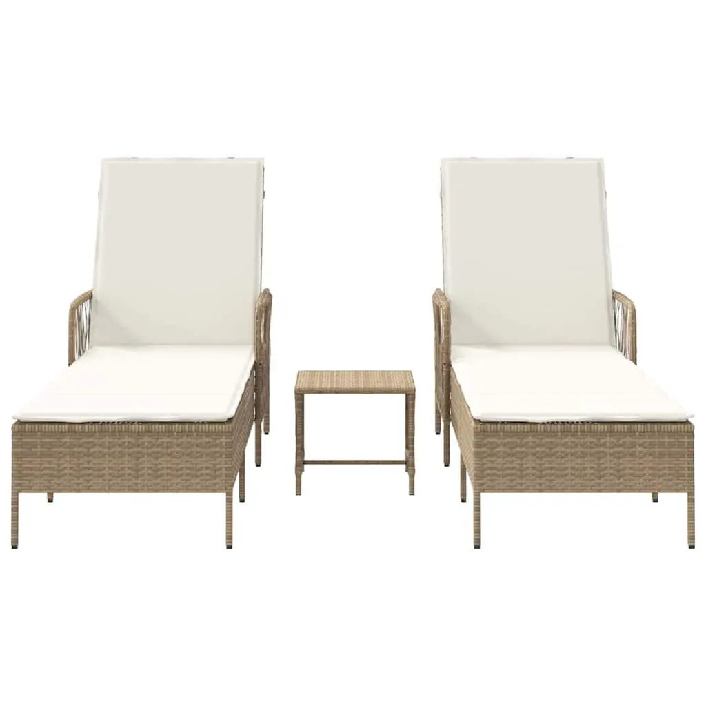 3-Piece Beige Chaise Lounge Set for Relaxation