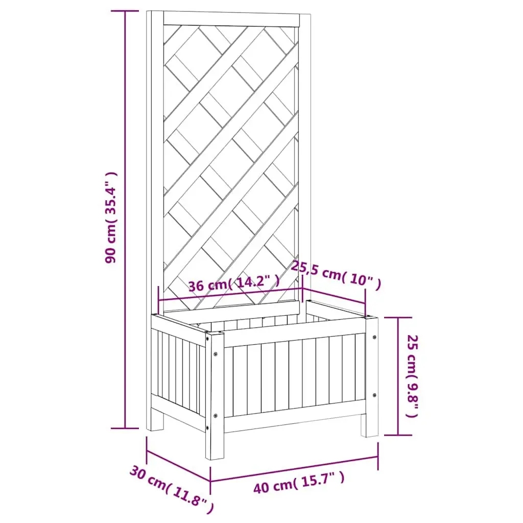Wooden Planter with Trellis Solid Fir Brown Garden Outdoor Patio