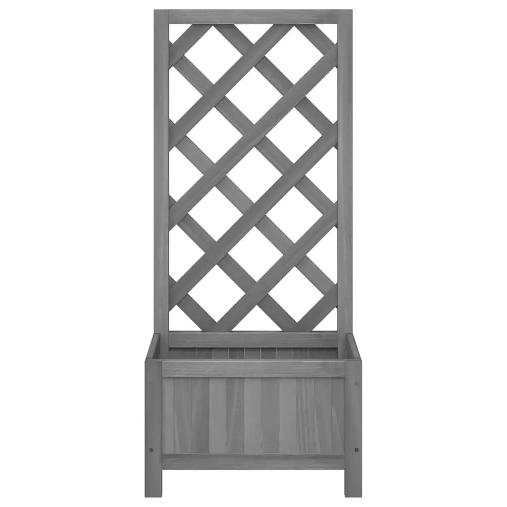 Wooden Grey Planter Outdoor with Trellis Support for Climbing Plants in Garden and Patio