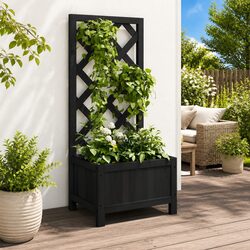 Practical Wooden Planter with Trellis for Any Outdoor Setting