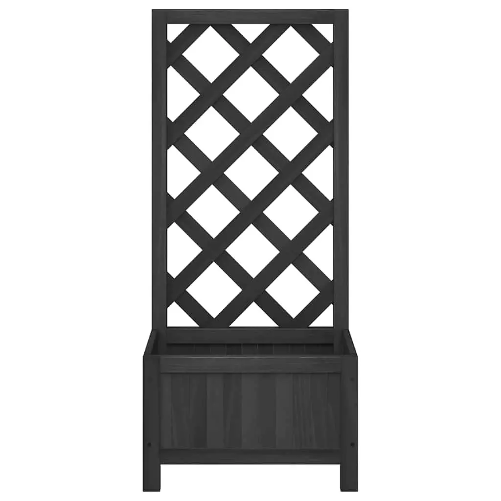 Wooden Planter Solid Fir Black with Trellis Support for Climbing Plants Garden Patio Outdoor