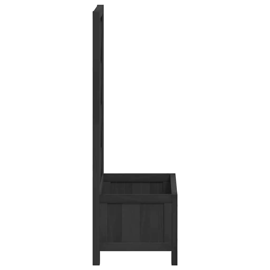 Wooden Planter Solid Fir Black with Trellis Support for Climbing Plants Garden Patio Outdoor