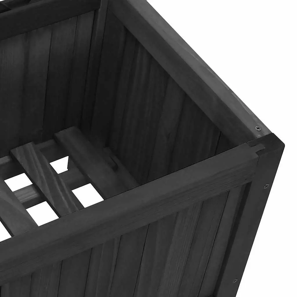 Wooden Planter Solid Fir Black with Trellis Support for Climbing Plants Garden Patio Outdoor