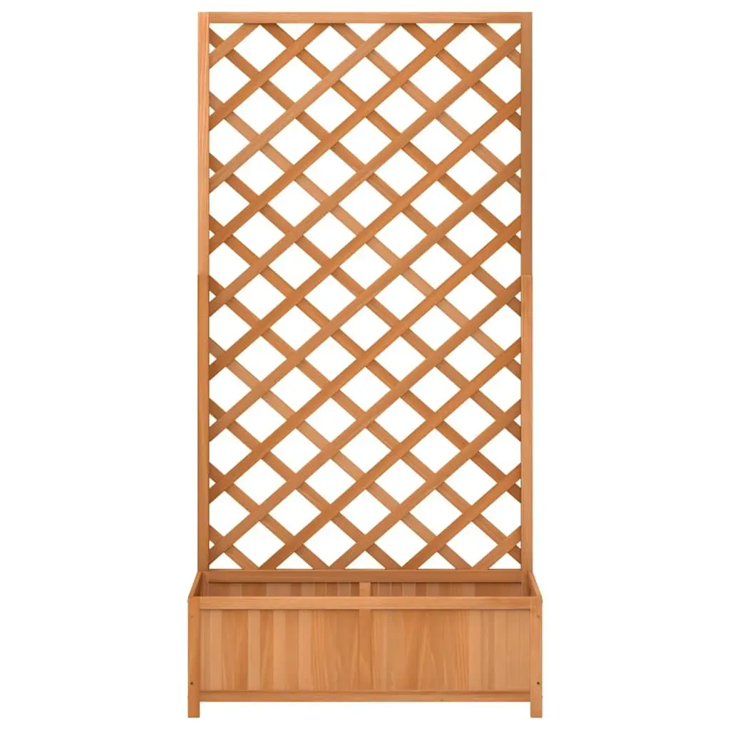 Wooden Planter with Trellis Solid Fir Wood 90x35x180cm Brown