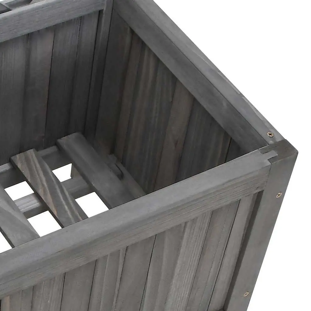 Wooden Planter Box Fir Wood Grey with Integrated Trellis for Garden Flower Herb Climbing Plant Support