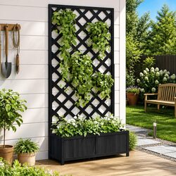 Practical Wooden Planter with Trellis for Your Outdoor Needs