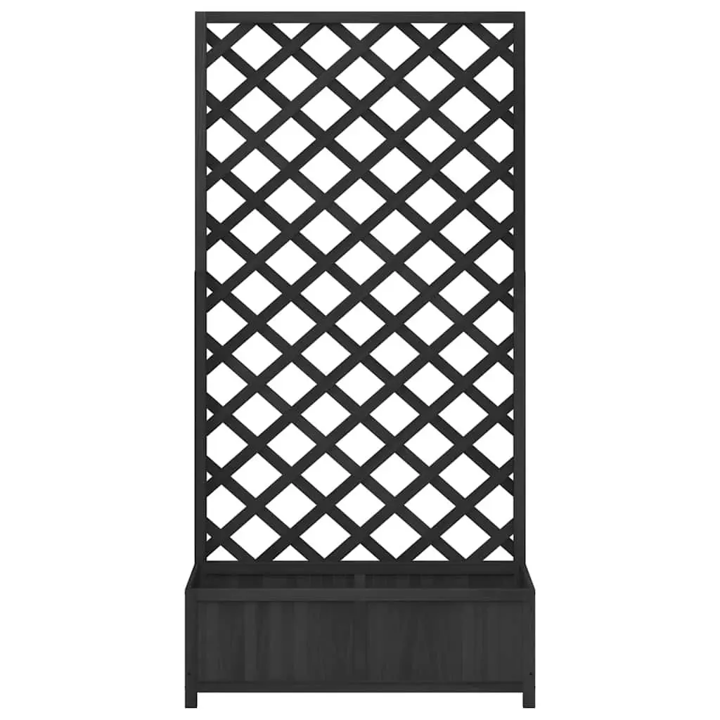 Black Solid Fir Planter with Integrated Trellis for Climbing Plants Garden Patio Outdoor Decor