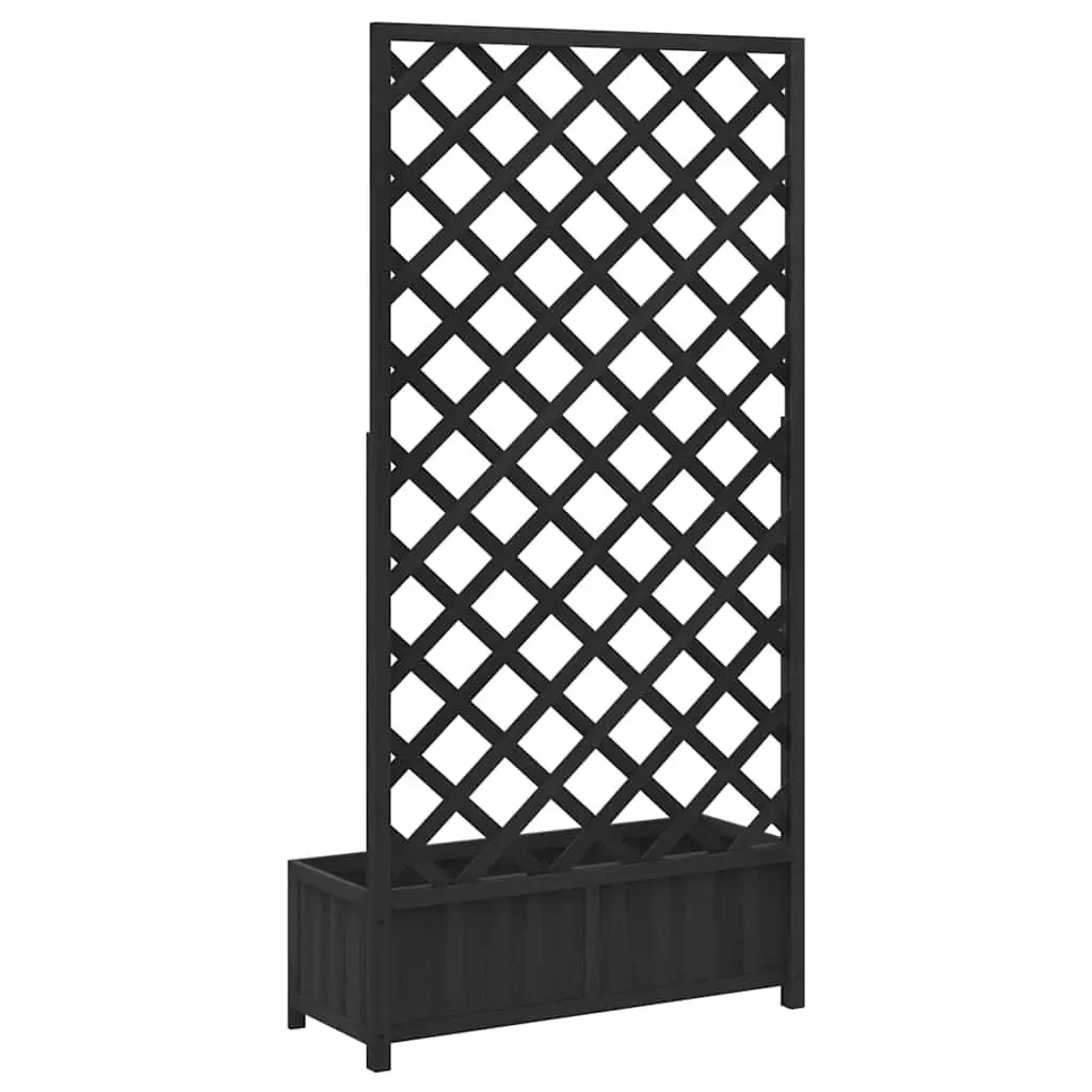 Black Solid Fir Planter with Integrated Trellis for Climbing Plants Garden Patio Outdoor Decor