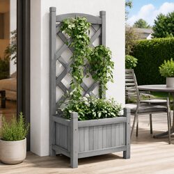 Versatile Wooden Planter with Trellis for Various Outdoor Uses