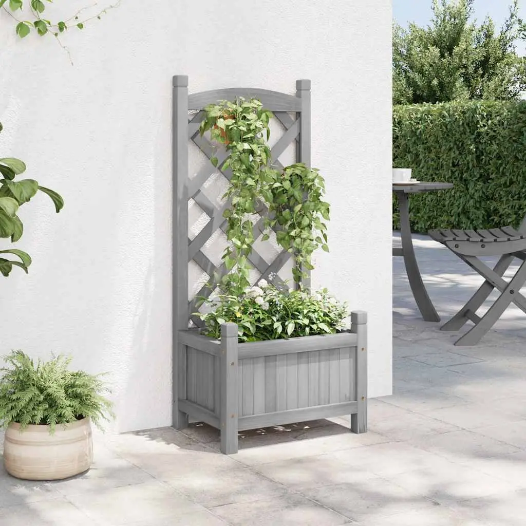 Wooden Planter Grey Solid Fir Trellis Climbing Plant Support for Garden Patio