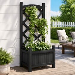 Versatile Black Fir Planter with Trellis for Gardens