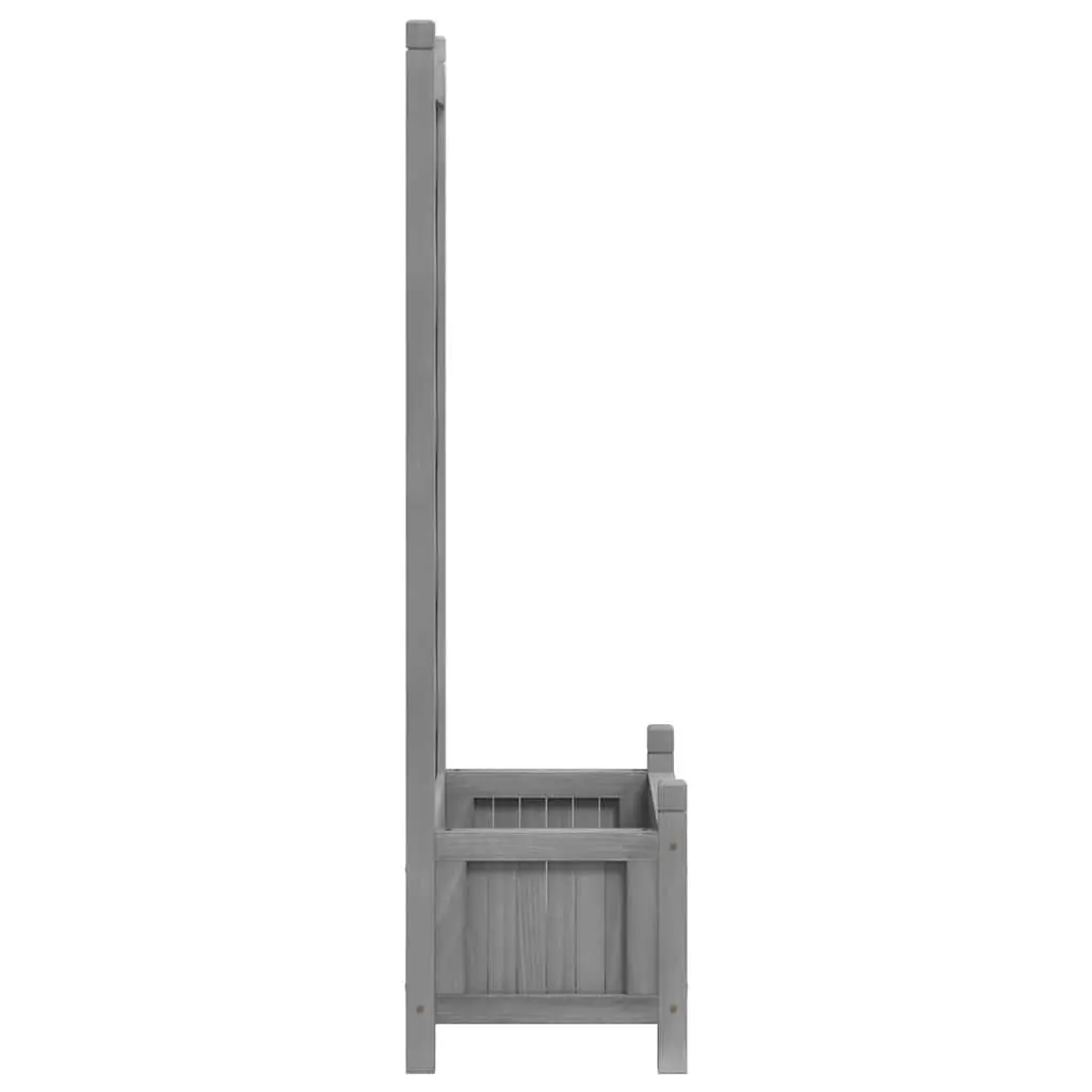 Wooden Planter Solid Fir Wood Grey with Trellis for Climbing Plants Garden Outdoor Decor