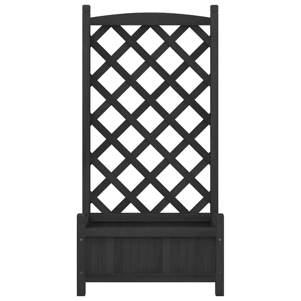 Black Fir Wooden Planter Outdoor Trellis for Climbing Plants Garden Patio
