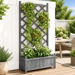 Versatile Wooden Planter with Trellis for Home Use
