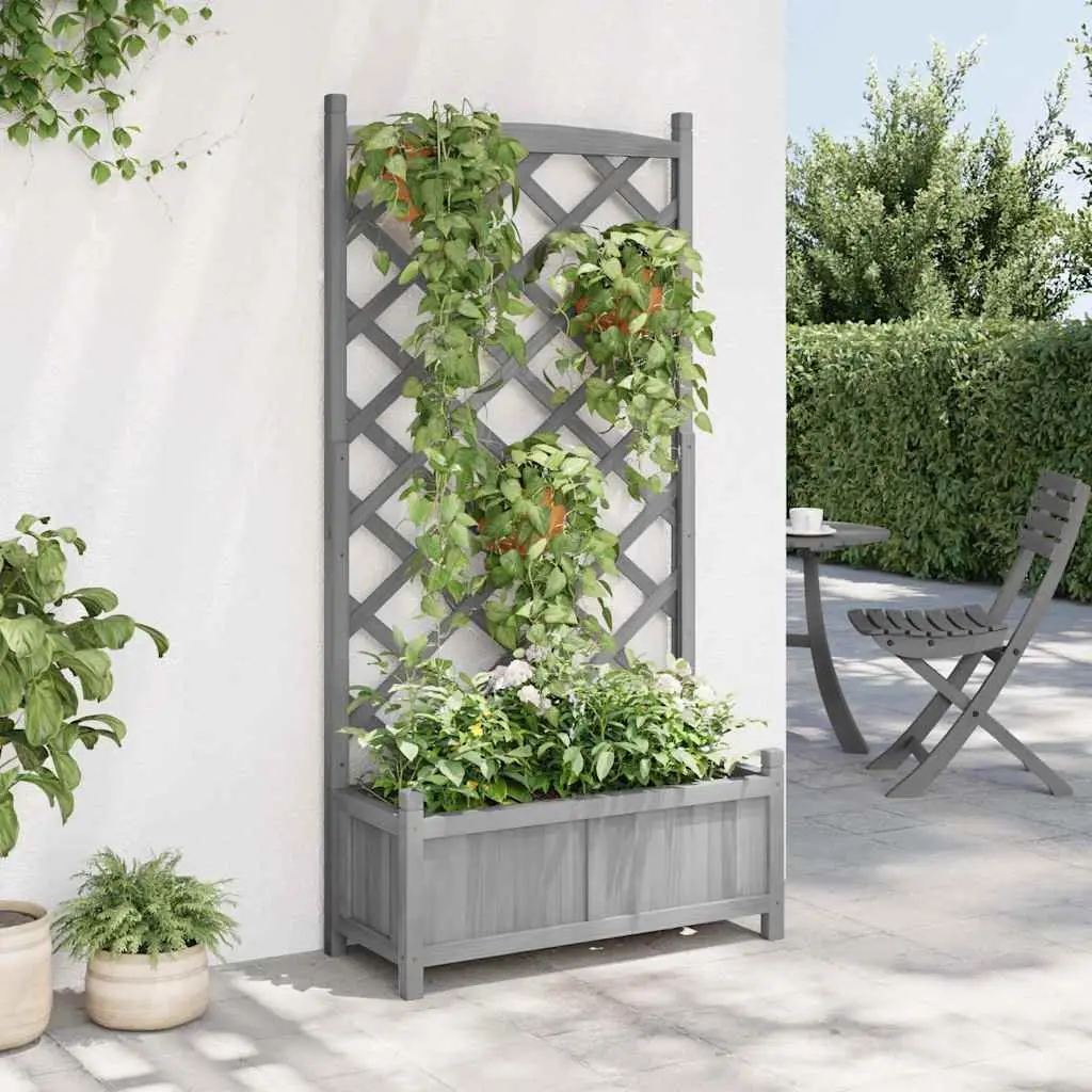 Wooden Planter with Trellis for Home Use