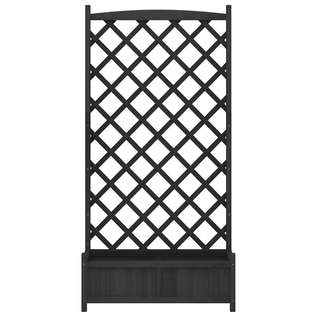 Black Wooden Planter Solid Fir with Trellis Support for Climbing Plants Garden Patio