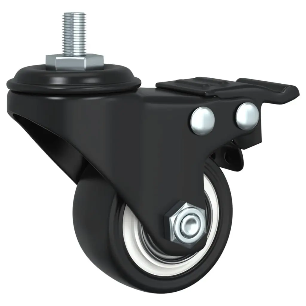 Iron Caster Wheels Heavy Duty 35mm Black Set of 4 for Planters and Furniture