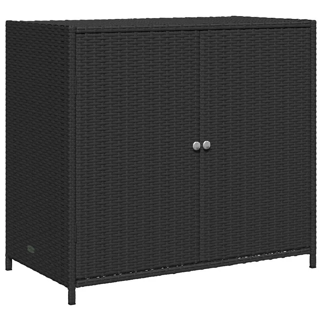 Garden Storage Cabinet Poly Rattan Black 83 x 45 x 76 cm Outdoor Furniture Organiser Box