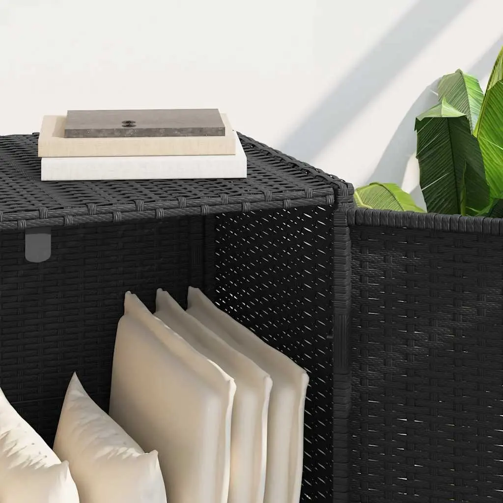 Garden Storage Cabinet Poly Rattan Black 83 x 45 x 76 cm Outdoor Furniture Organiser Box