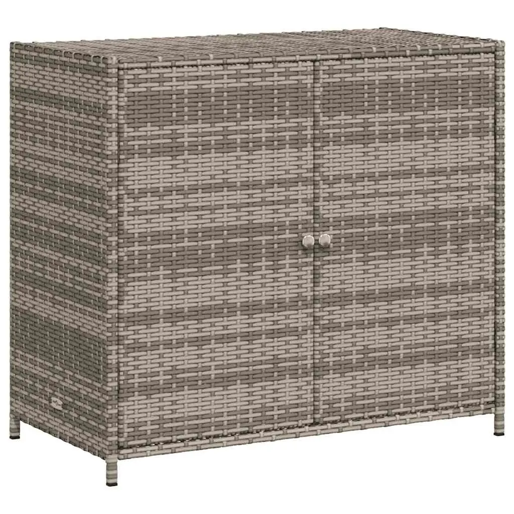Garden Storage Cabinet Grey Poly Rattan 83 x 45 x 76 cm Outdoor Furniture Tool Box Organiser