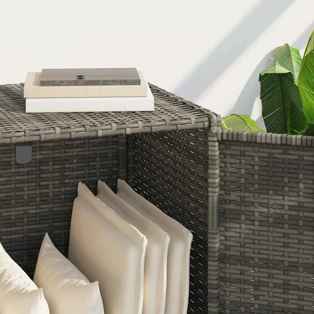 Garden Storage Cabinet Grey Poly Rattan 83 x 45 x 76 cm Outdoor Furniture Tool Box Organiser