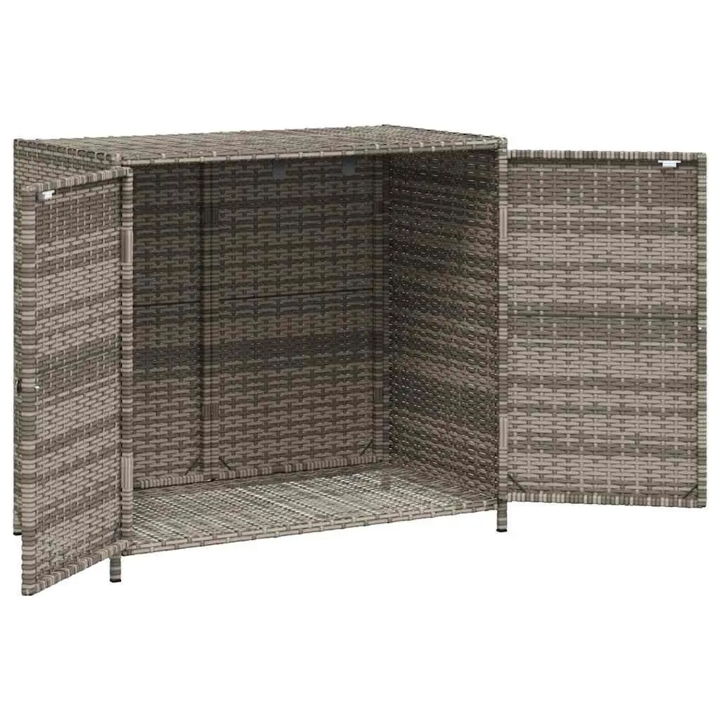 Garden Storage Cabinet Grey Poly Rattan 83 x 45 x 76 cm Outdoor Furniture Tool Box Organiser