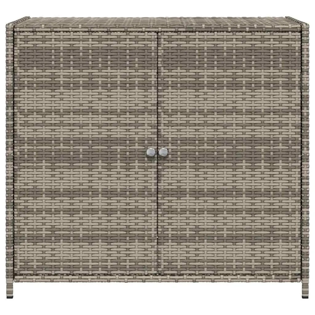 Garden Storage Cabinet Grey Poly Rattan 83 x 45 x 76 cm Outdoor Furniture Tool Box Organiser