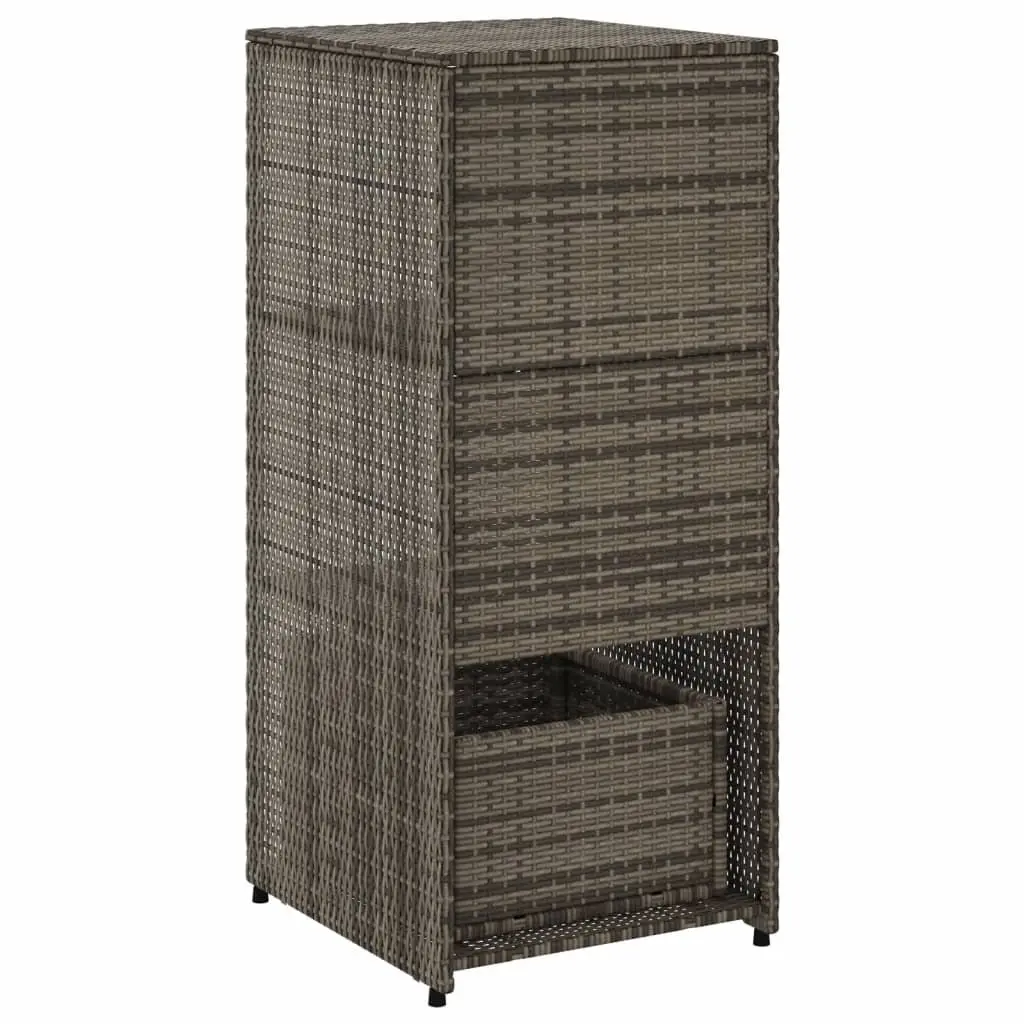 Garden Storage Cabinet PE Rattan Grey 50x55x115cm Powder Coated Steel 2 Shelves 1 Drawer