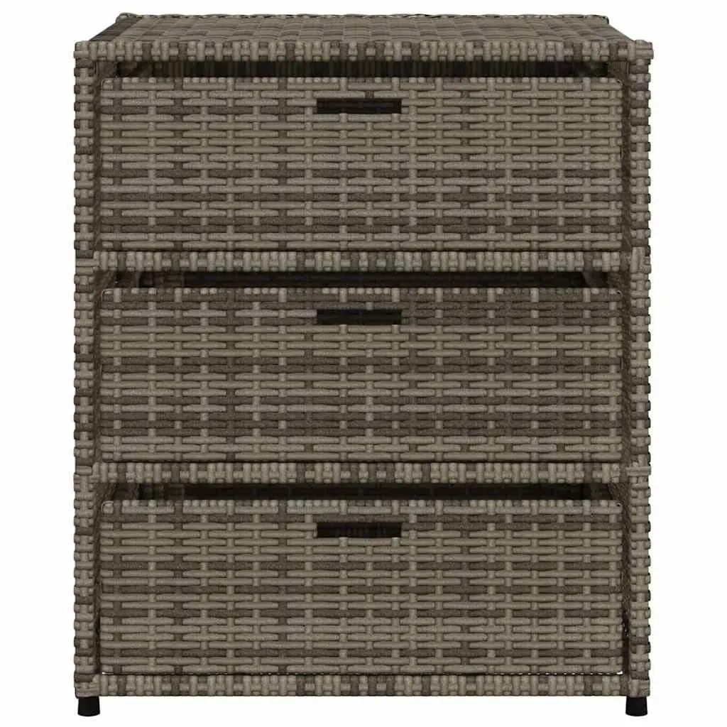 Garden Storage Cabinet Poly Rattan 55 x 59 x 69 cm Grey with 3 Drawers