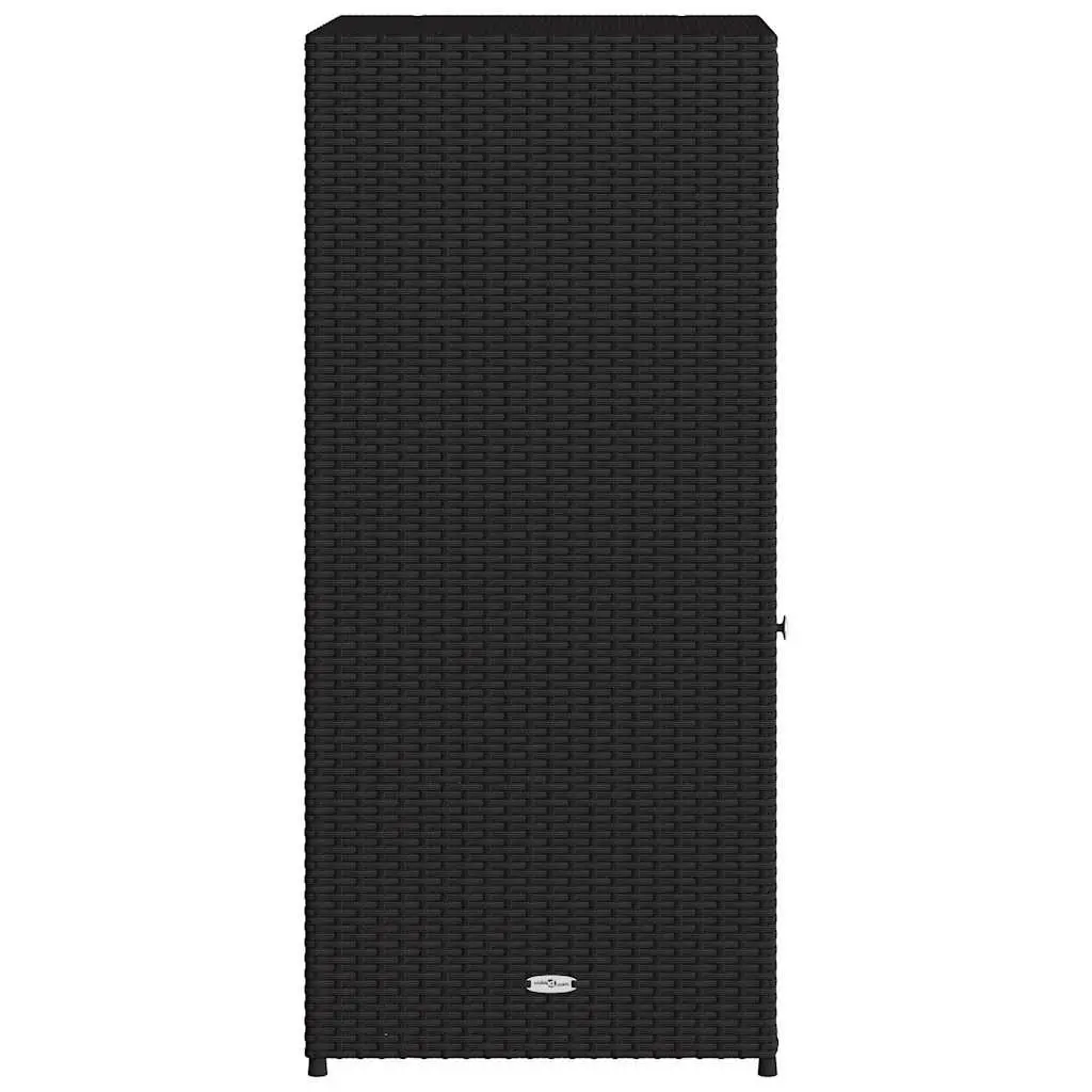Garden Storage Cabinet Black Outdoor Poly Rattan Furniture Weatherproof